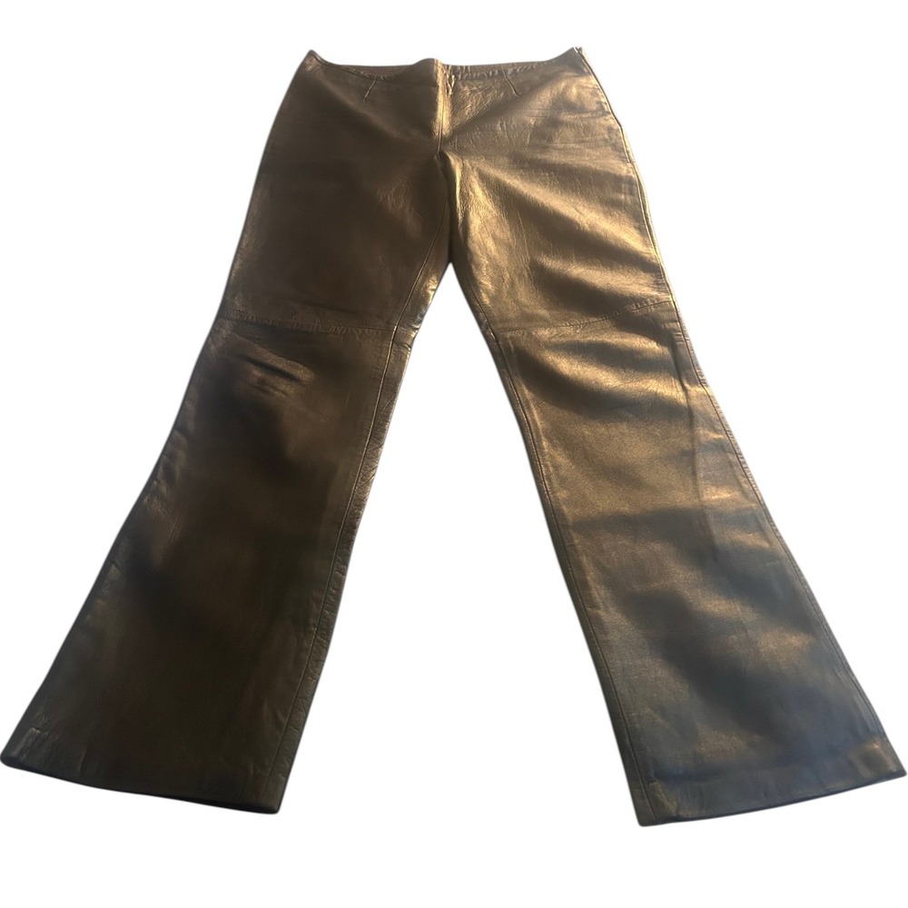 Anonymous John Carslile Pants  Leather Black Sz 12 Y2K Flared Matrix Vtg Chic